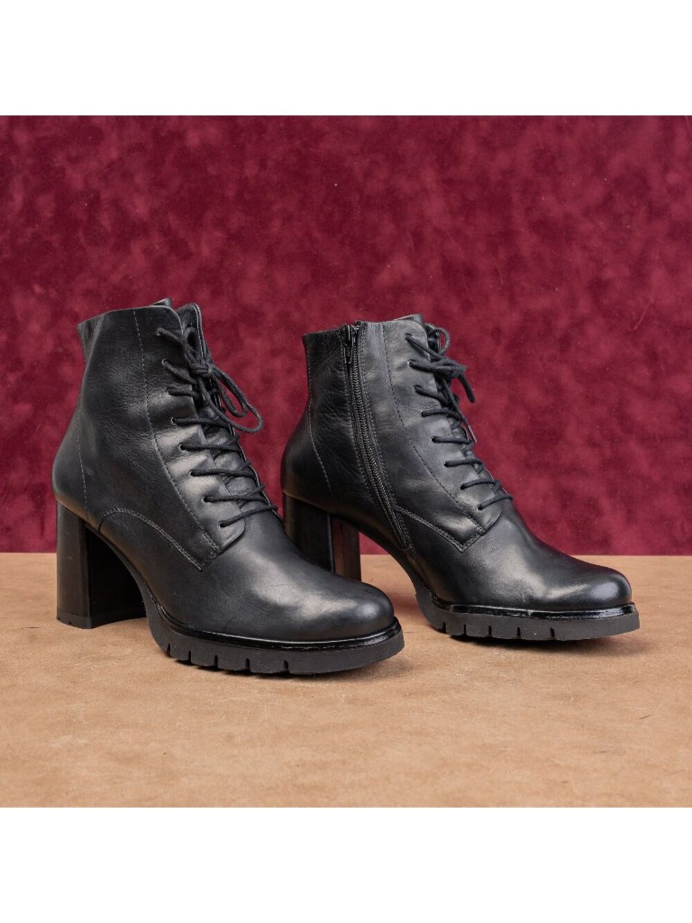 Paul Green Women Black Leather Granny Victorian Lace-up Ankle Boots 9.5US AUS 7